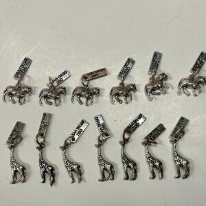 Lot 13 Metal Zebra Giraffe Zoo Animal Jewelry Charms DIY Necklace Bracelet